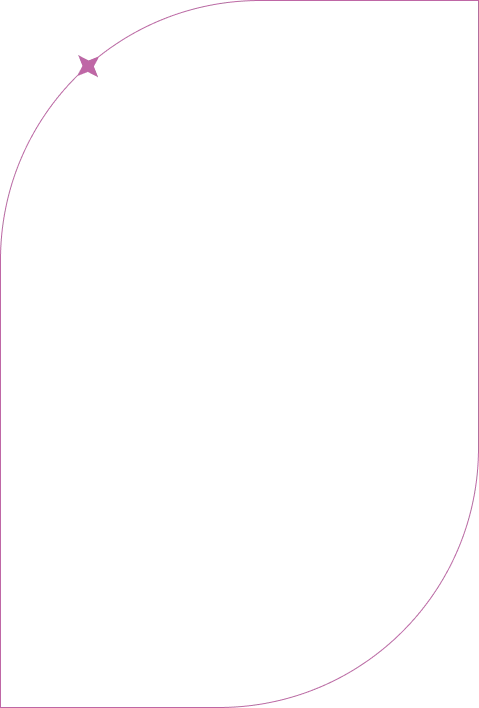 Courbe rose avec étoile, tracé décoratif fin sur fond transparent, élément vectoriel créatif